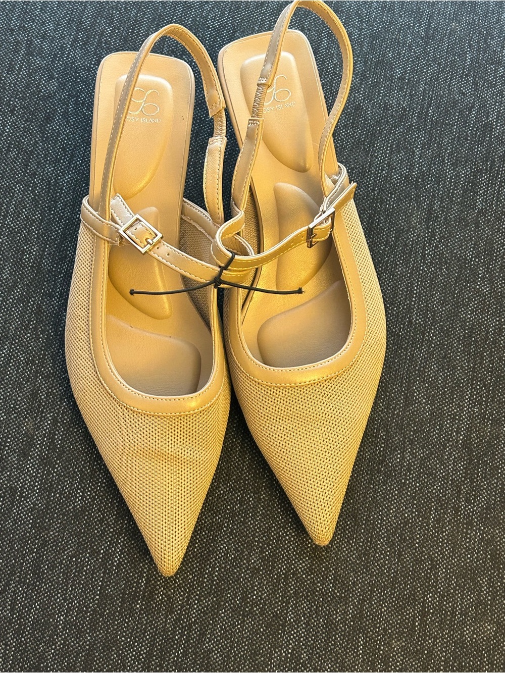 Cosy Island Pointed Slingback kitty Heels in Tan - Women Shoes